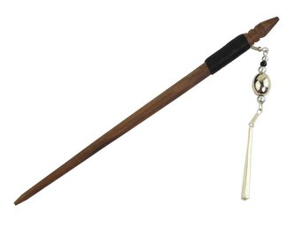 Jehlice do vlasů 18,5 cm, dřevo, tyčinka a korálek - Jednoduchý