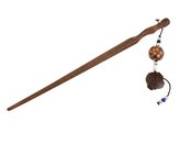 Jehlice do vlasů 18,5 cm, dřevo, kokos, korálek D červený, káro