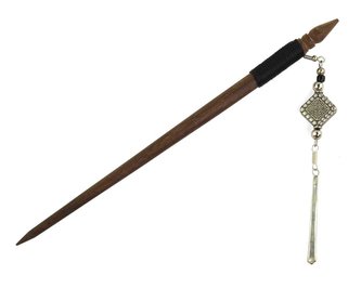 Jehlice do vlasů 18,5 cm, dřevo, tyčinka a korálek - Kosočtverec