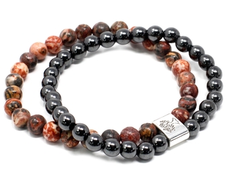 Náramek dvojitý magnetický, jaspis leopard