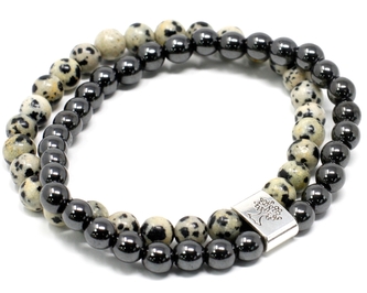 Náramek dvojitý magnetický, jaspis dalmatin