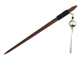 Jehlice do vlasů 18,5 cm, dřevo, tyčinka a korálek - Diskokoule