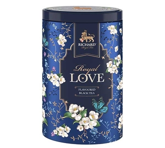 Černý aromatizovaný čaj Richard Royal Love modrá – 80 g