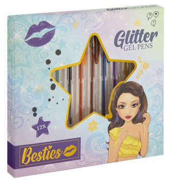 Gelová pera s třpytkami Besties 12 ks Gelová pera s třpytkami Besties 12 ks
