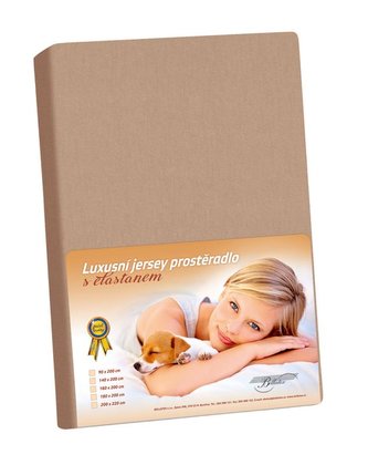Jersey s elastanem - kávová - 160x200 cm
