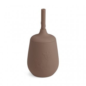 NUUROO Adita Silikonový hrneček s brčkem Chocolate Malt