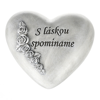 Srdce s růží, polyresin. SK popis.