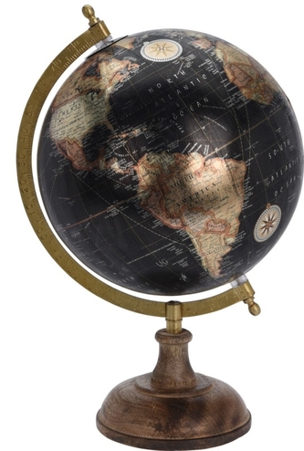 Otočný globus černý 33 cm