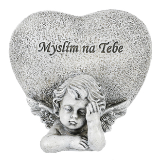 Srdce s andělem a nápisem, polyresin.