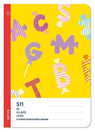 Optys Školní sešit 511 bezdřevý, s dvěmi pomocnými linkami 20 mm - písmena Optys Školní sešit 511 bezdřevý, s dvěmi pomocnými linkami 20 mm - písmena