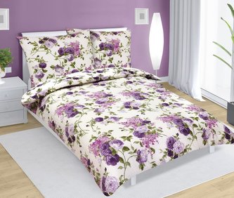 Povlečení bavlněné - lila růže - 140x220, 70x90 cm