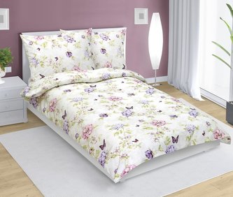 Povlečení bavlněné - fialová louka - 140x220, 70x90 cm