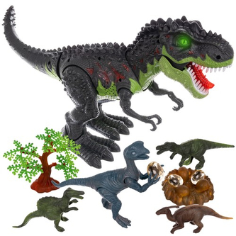Dinosaurus T-Rex s hnízdem s vejci a dinosaury