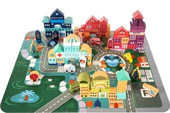 Dřevěné kostky - město 100 ks.