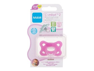 MAM Comfort Dudlík 2 Silicone Pacifier 1 ks 2-6m Pink pro děti