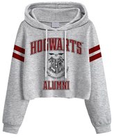 Dámská croptop mikina Harry Potter: Bradavický vysokoškolský styl (S) šedá