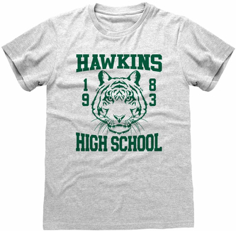 Pánské tričko Netflix|Stranger Things: Hawkins High School (M) šedá bavlna