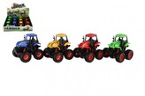 Traktor na setrvačník plast 10x8cm 4 barvy 12ks v boxu