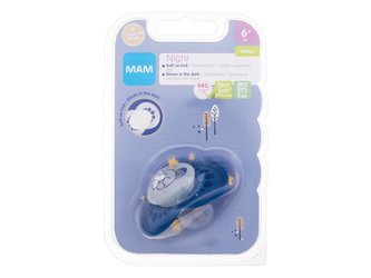 MAM Night Dudlík Silicone Pacifier 1 ks 6m+ Raccoon pro děti