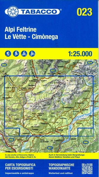 Tabacco Wandern Alpi Feltrine 1:25000