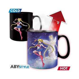 Hrnek Sailor Moon -  Sailor & Chibi 460 ml (měnící se motiv)
