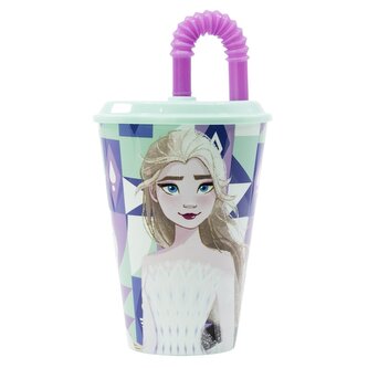 KELÍMEK S BRČKEM LEDOVÉ KRÁLOVSTVÍ 430 ML, PLAST