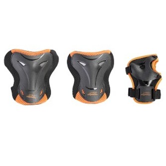 H716 ČERNO-ORANŽOVÁ SOUPRAVA CHRÁNIČŮ VEL.L NILS EXTREME