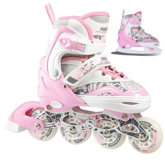 NF10927 RŮŽOVÉ VEL.L(39-42) ZIMNÍ BRUSLE 2V1 NILS EXTREME