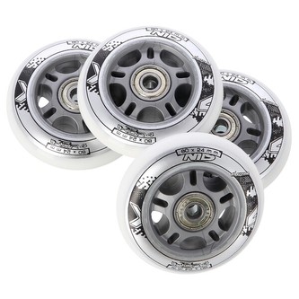 KOLEČKA PU 80x24 BÍLÉ (4KS) + LOŽISKA ABEC 7 (8KS) SESTAVA NILS EXTREME