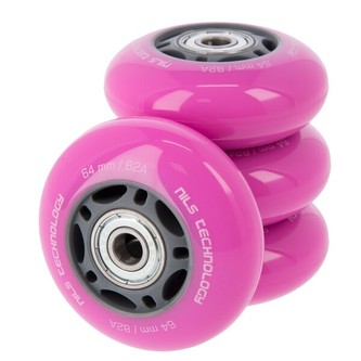 PU 64x24 + ABEC 7 RŮŽOVÁ SESTAVA KOLEČEK S LOŽISKY NILS EXTREME PU 64x24 + ABEC 7 RŮŽOVÁ SESTAVA KOLEČEK S LOŽISKY NILS EXTREME