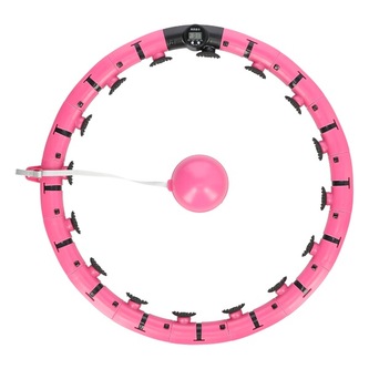 FH07 RŮŽOVÁ MASÁŽNÍ HULA HOOP OBRUČ SE ZÁVAŽÍM A POČÍTADLEM HMS