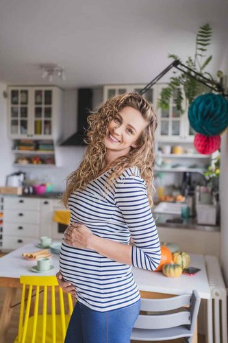 Těhotenské a kojící tričko Milk Shirt milk & love bílo modré pásky - velikost XL