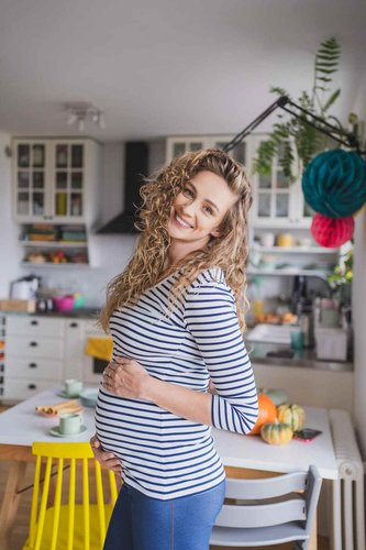 Těhotenské a kojící tričko Milk Shirt milk & love bílo modré pásky - velikost S