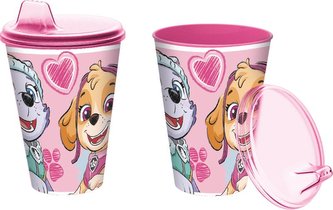 KELÍMEK S PÍTKEM PAW PATROL 430 ML, PLAST, RŮŽOVÁ
