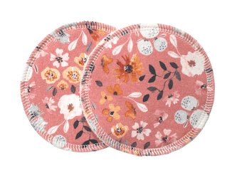 BIO Vložky do podprsenky s GOTS - Chrpy na růžové (biobavlněný úplet)