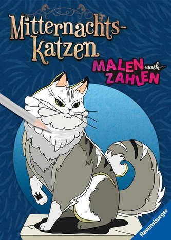 Ravensburger Malen nach Zahlen Mitternachtskatzen - 24 Motive - 24 Farben - Malbuch mit nummerierten Ausmalfeldern für fortgesch