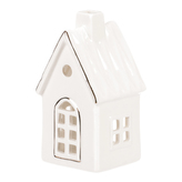 Domeček porcelánový bílý, lesklý, na čajovou/LED svíčku.