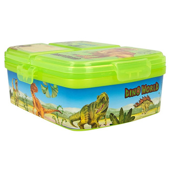 Svačinový box Dino World, 3 přihrádky, zelený