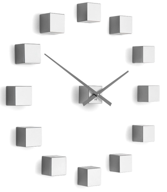 Designové nástěnné nalepovací hodiny Future Time FT3000SI Cubic silver
