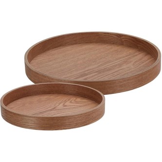 Tác servírovací dřevěný sada 2ks  30 / 38 cm hnědá