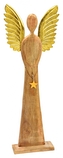 Dřevěný anděl Mango gold s kovovými křídly 115x45x13 cm