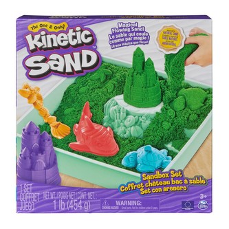 KINETIC SAND KRABICE TEKUTÉHO PÍSKU S PODLOŽKOU ZELENÁ
