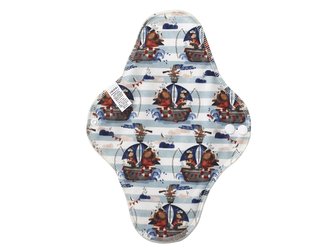 Noční vložka (PUL) - Rybáři na jachtě, sv. modrý velur (kojenecký plyš)