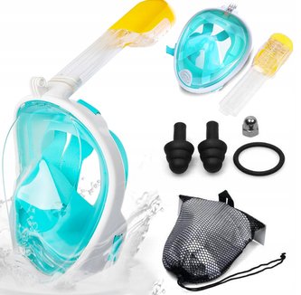 Celoobličejová potápěčská maska - tyrkysová/bílá