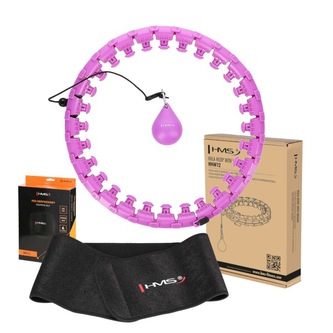SET HHW12 PLUS SIZE + BR163 FIALOVÁ MASÁŽNÍ HULA HOOP OBRUČ SE ZÁVAŽÍM HMS