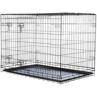 Interiérová klec, plastové dno/lakovaný kov, černá - L: 109 x 79 x 71 cm