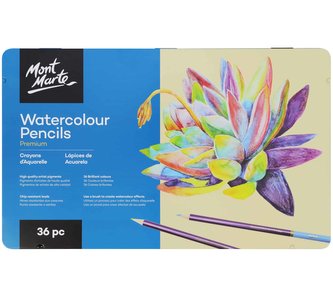 Mont Marte sada uměleckých akvarelových pastelek, č. 0113, 36ks, štětec, kovový box