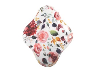 BIO Denní vložka (Bavlněné froté s PUL) - Malované pivoňky na bílé (biobavlněný úplet s GOTS)