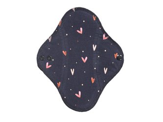 BIO Denní vložka (Bambusové froté s PUL) - Džínová srdíčka (biobavlněný úplet s GOTS)