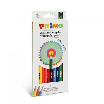 Pastelky trojboké PRIMO, tuha průměr 3mm, 12ks, papírový obal